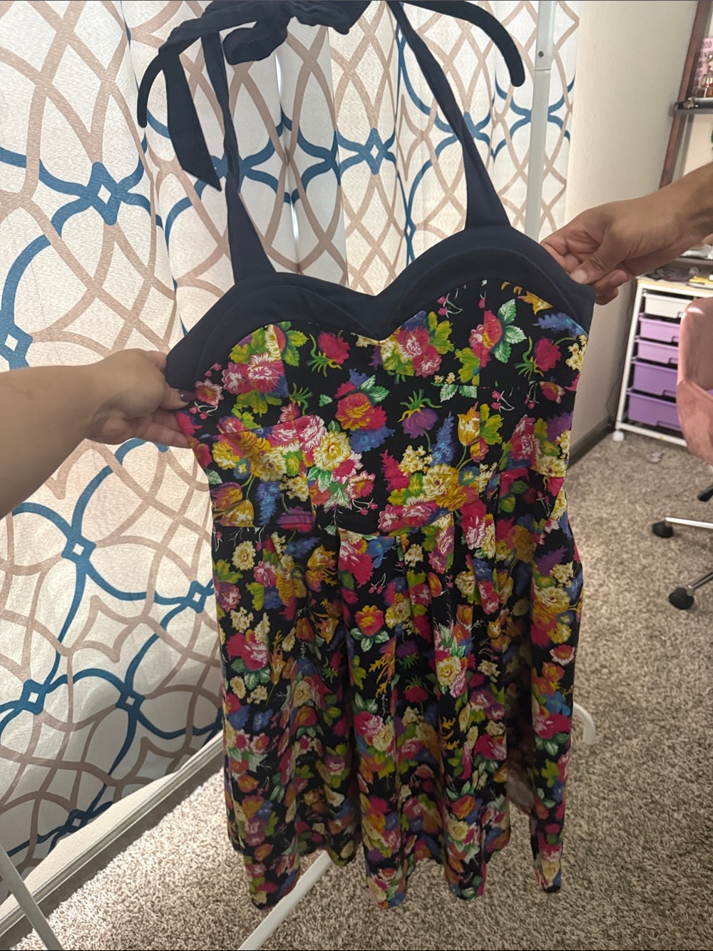 Lindy Bop dark floral pinup halter dress